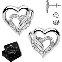 Limana Paar Ohrstecker Damen Frauen Herz Ohrringe 925 Sterling Silber Herzohrringe (inkl. Geschenkdose), Zirkonia Ohrschmuck für jeden Tag Liebe Geschenkidee von Limana