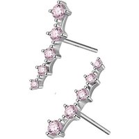 Limana Paar Ohrstecker Damen Mädchen 925 Sterling Silber kleine rosa schwarze klare Steine, für jeden Tag Geschenk Idee, Zirkonia von Limana