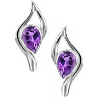 Limana Paar Ohrstecker Damen echte lila Amethyst Edelstein Ohrstecker 925 Sterling Silber (mit Herz Gravur Dose), Echtschmuck Frauen Geschenk Idee Geschenkidee Schmuck für jeden Tag von Limana