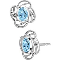 Limana Paar Ohrstecker Damen echter blauer Topas Ohrringe 925 Sterling Silber mit Edelsteine (mit Herz Gravur Dose), Frauen Geschenk Idee Geschenkidee Schmuck für jeden Tag von Limana