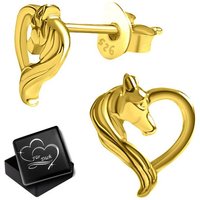 Limana Paar Ohrstecker Kinder Mädchen Damen 925 Sterling Silber gold Herz Pferde Ohrringe (ink. Geschenkdose), Liebe Geschenkidee für jeden Tag von Limana