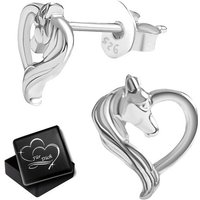 Limana Paar Ohrstecker Kinder Mädchen Damen echt 925 Sterling Silber Herz Pferde Ohrringe (inkl. Geschenkdose), Geschenkidee Kinderschmuck kleine Kinderohrringe für jeden Tag von Limana