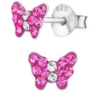 Limana Paar Ohrstecker Mädchen Damen Ohrringe echt 925 Sterling Silber Kinder Schmetterling, Silberschmuck, mit Zirkonia von Limana