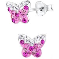 Limana Paar Ohrstecker Mädchen Damen Ohrringe echt 925 Sterling Silber Kinder Schmetterling, Silberschmuck, mit Zirkonia von Limana