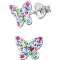 Limana Paar Ohrstecker Mädchen Damen Ohrringe echt 925 Sterling Silber Kinder Schmetterling, Silberschmuck, mit Zirkonia von Limana