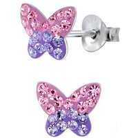 Limana Paar Ohrstecker Mädchen Damen Ohrringe echt 925 Sterling Silber Kinder Schmetterling, Silberschmuck, mit Zirkonia von Limana