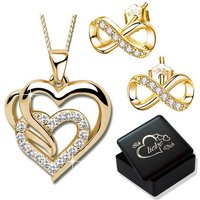 Limana Schmuckset Damen Halskette Herz-Kette mit Ohrringe Set gold Silber 925 für Frauen (inkl. Geschenkdose), Frauen Geschenkset Herz Kette Ohrstecker Liebesgeschenk Liebe von Limana