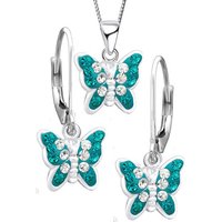 Limana Schmuckset Mädchen Kinder echt 925 Sterling Silber Ohrringe Kette Schmetterling, mit Zirkonia Steine von Limana