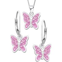 Limana Schmuckset Mädchen Kinder echt 925 Sterling Silber Ohrringe Kette Schmetterling, mit Zirkonia Steine von Limana