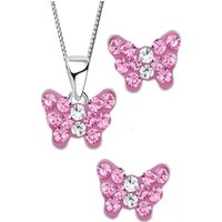 Limana Schmuckset Mini Kinder Mädchen 925 Sterling Silber Ohrringe mit Hals-Kette Schmetterling, mit Zirkonia Ohrstecker Kinderschmuck Silberschmuck von Limana