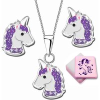 Limana Schmuckset echt 925 Sterling Silber Einhorn Pferde Kette mit Ohrringe Ohrstecker, Anhänger Glitzer Geschenkidee Geschenk von Limana