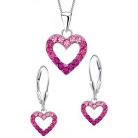 Limana Schmuckset echt 925 Sterling Silber Herz Kette mit Ohrringe pink rosa, Geschenkidee Liebe Herzkette Herzohrringe von Limana