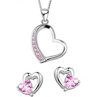 Limana Schmuckset echt 925 Sterling Silber Lebensbaum Herz Halskette mit Ohrringe, rosa Zirkonia Kristalle von Limana