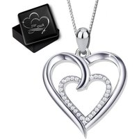 Limana Silberkette Damen Herzkette 925 Sterling Silber Kette mit Herz Anhänger Liebe (inkl. Gravur Herz Geschenkdose), Herzanhänger Liebesgeschenk Geschenkidee Freundin Frau von Limana