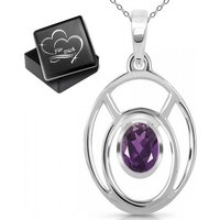 Limana Silberkette Damen echter lila Amethyst Kette mit Anhänger 925 Sterling Silber (inkl. Herz Geschenkdose), Edelstein Geschenk Idee Geschenkidee Halskette Frauen von Limana