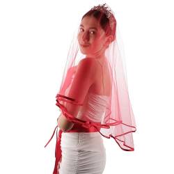Brautschleier | Eleganter Brautschleier mit Taillengürtel, Kostüm für Hochzeit Henna Nacht, Rot/Ausflug, einfarbig (Getaway Solids), Standard von Limelia Wedding & Accessories