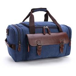 Limirror vintage Canvas Reisetasche Sporttasche weekender Tasche für Damen und Herren mit der Großen Kapazität (Blau 2) von Limirror