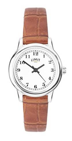 Limit 60000 Klassische Damen-Armbanduhr, weißes Zifferblatt, hellbraunes Armband von Limit