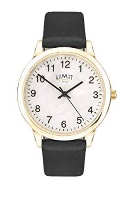 Limit 60010 Damen-Armbanduhr, Perlglanz, weißes Zifferblatt, schwarzes Armband von Limit