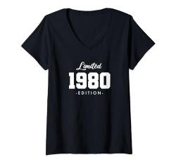 44 Jahre Jahrgang 1980 Limited Edition 44. Geburtstag T-Shirt mit V-Ausschnitt von Limited Edition Jahrgang Geburtstagsgeschenke