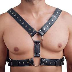 Limmion Herren Harness Körper Geschirr Body Brust Sexy Männer Unterwäsche Punk Gothic Leder Brustgurt Verstellbarer Herren Brust Geschirr Sexy Sklave Clubwear Fetisch Bandage Cosplay Party Kostüme von Limmion