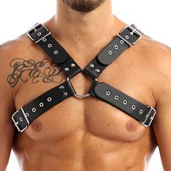 Limmion Herren Harness Körper Geschirr Body Brust Sexy Männer Unterwäsche Punk Gothic Leder Brustgurt Verstellbarer Herren Brust Geschirr Sexy Sklave Clubwear Fetisch Bandage Cosplay Party Kostüme von Limmion