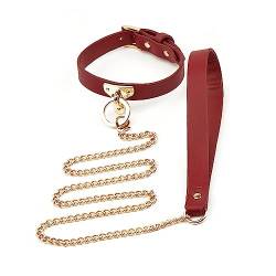 Limmion Hochwertiges PU-Leder Bondage Halsband mit O-Ring, Fesseln Halskette mit Leine SM Halsband mit Ketten Unisex Halsband Leder SM Halsbänder Cosplay Sklave Sex Spielzeug für Frauen Männer von Limmion