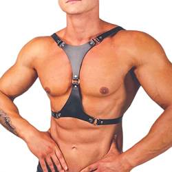 Limmion Männer Brust Harness Herren Body Bondage Brustgeschirr Verstellbarer Brustgurt aus Leder Fetisch Erotik Brust Geschirr Dessous Punk Gothic Party Kostüme Sexy Sklave Cosplay Bandage Clubwear von Limmion