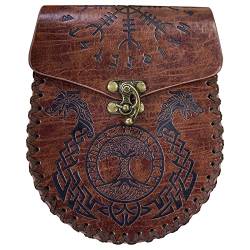 Gürteltasche Leder Steampunk Hüfttasche Mittelalter Leder Gürteltasche Gürteltasche Hüfttasche Vintage Gürteltasche Geprägte Geldbörse, Brauner Drache von Limtula