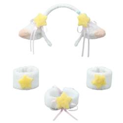 Haarreif mit pelzigen Ohren für Frauen mit Fliege, Plüsch-Haarband, LolitaStyle, Cosplay, Stirnband, Party, Kostüm, Maskerade, Kopfschmuck von Limtula