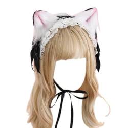 Katzenohren-Stirnband mit verstellbarer Spitzenschleife für Damen und Mädchen für Teenager-Mädchen, Cosplay, Party, Haushaltsdekoration von Limtula