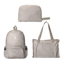 Lin’s Liliana große Faltbare Rucksack Tasche, multifunktionale Schulttasche, umformbare Handtsche leichte schnelltrocknend reißfest für Schule Reise Ausflug (Weiß) von Lin's Liliana