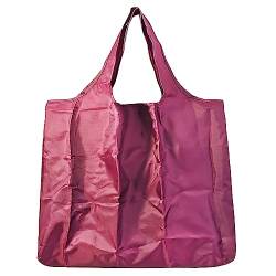 Lin’s Liliana große Faltbare Tasche 43x66cm, wiederverwendbare Einkauftasche leichte Handtasche schnelltrocknend reißfest für Einkauf Reise Ausflug (Weinrot) von Lin's Liliana