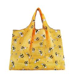 Lin’s Liliana große Faltbare Tasche 50x66cm, wiederverwendbare Einkauftasche leichte Handtasche schnelltrocknend reißfest für Einkauf Reise Ausflug (Biene) von Lin's Liliana