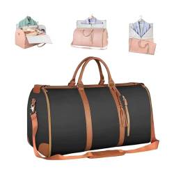 2024 New Travel Bag,2 in 1 Foldable PU Leather Duffle Bag,Large Capacity Suit Garment Bag,Multifunctional Storage Bags (Black) von LinZong