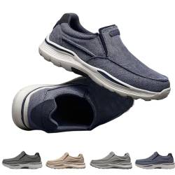 Deklan Walking Shoes for Men,Arch Support Casual Shoes,Canvas Leisure Vintage Flat Walking Orthopedic Shoes (Blue, Erwachsene, Herren, 44, Numerisch, EU Schuhgrößensystem, M) von LinZong