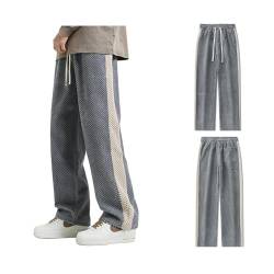 Men's Corduroy Jogging Pants,Casual Straight Drawstring Sweatpants,Loose Comfy Elastic Waisted Trousers,Streetwear Pant (Grey, M) von LinZong