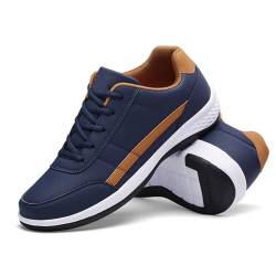 Men's Orthopedic Comfort Leather Sneaker,Casual Fashion Lace up Walking Shoes,Arch Support Platform Sneakers (Blue, Erwachsene, Damen, 44, Numerisch, EU Schuhgrößensystem, M) von LinZong
