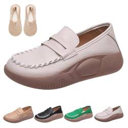 Soft Soled Corrective Loafers for Women,Low Top Thick Sole Non Slip Sneakers,Casual Fashion Walking Shoes (Beige, 39) von LinZong