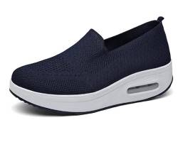 Women Orthopedic Walking Shoes,Slip-On Light Air Cushion Mesh Up Stretch Platform Orthopedic Sneakers (Blue,40) von LinZong