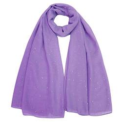 Lina & Lily Mini Schimmer Glitzer Einfarbig Damen Schal Kopf Wrap Hijab, #17 Lavendel, 180cm x 95cm von Lina & Lily