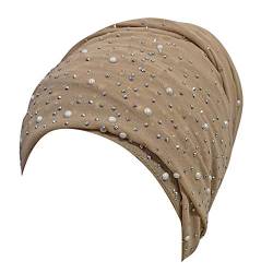 Lina & Lily Sparkle Chiffon Hijab Schal Kopf Turban Stirnband mit silbernen Strasssteinen (Beige) von Lina & Lily