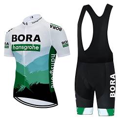 Linarun Herren Radtrikot Set, Fahrradtrikot Kurzarm + Radhose mitRutschfestem Riemen, Sommer Atmungsaktiv Kurzarm Bike Shirts BORA BlauWeiß L von Linarun