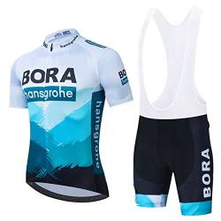 Linarun Herren Radtrikot Set Fahrradtrikot Kurzarm + Radlerhose mit 5D Sitzpolster Rennrad Trikot Fahrradbekleidung Atmungsaktiv und Schnell Trockend (Blau01,3XL) von Linarun