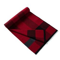 Lindoro Merino Wollschal für Herren, Warme, Leichte Tartan-Plaid-Winter-lange Schals mit Geschenkbox (Weinrot & Grau) von Lindoro