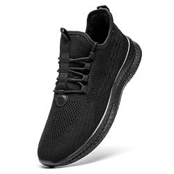 Linenghs Herren Schuhe Laufschuhe Turnschuhe Sportschuhe Sneaker Running Tennis Freizeit Straßenlaufschuhe Leichtgewichts Atmungsaktiv Walking Outdoor Fitness Jogging Shoes Schwarz 41 EU von Linenghs