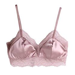 LingDooo Damen BH aus 100% Maulbeerseide, dünne weiche Spitze, atmungsaktiv, glatt - Pink - M (: 75C/80A/80B) von LingDooo