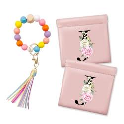 Lingdeer Kleine Make-up-Tasche für Geldbörse mit Schlüsselanhänger, Armband, Münzbörse, Initiale, personalisiertes Geschenk für Frauen und Mädchen, 2 Stück, J, J, modisch von Lingdeer