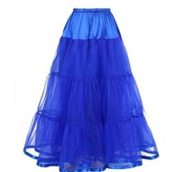 Linghe 50er Langer Petticoat gekräuselte Krinoline Vintage Hochzeit Braut Petticoat für Brautkleider Unterrock Rockabilly Tutu Rock (Royalblau, M) von Linghe