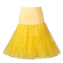 Linghe 50s Vintage Rockabilly Wedding Hoopless Short Petticoat Crinoline Underskirt Tutu Skirt Plus Size (Gelb, XL) von Linghe